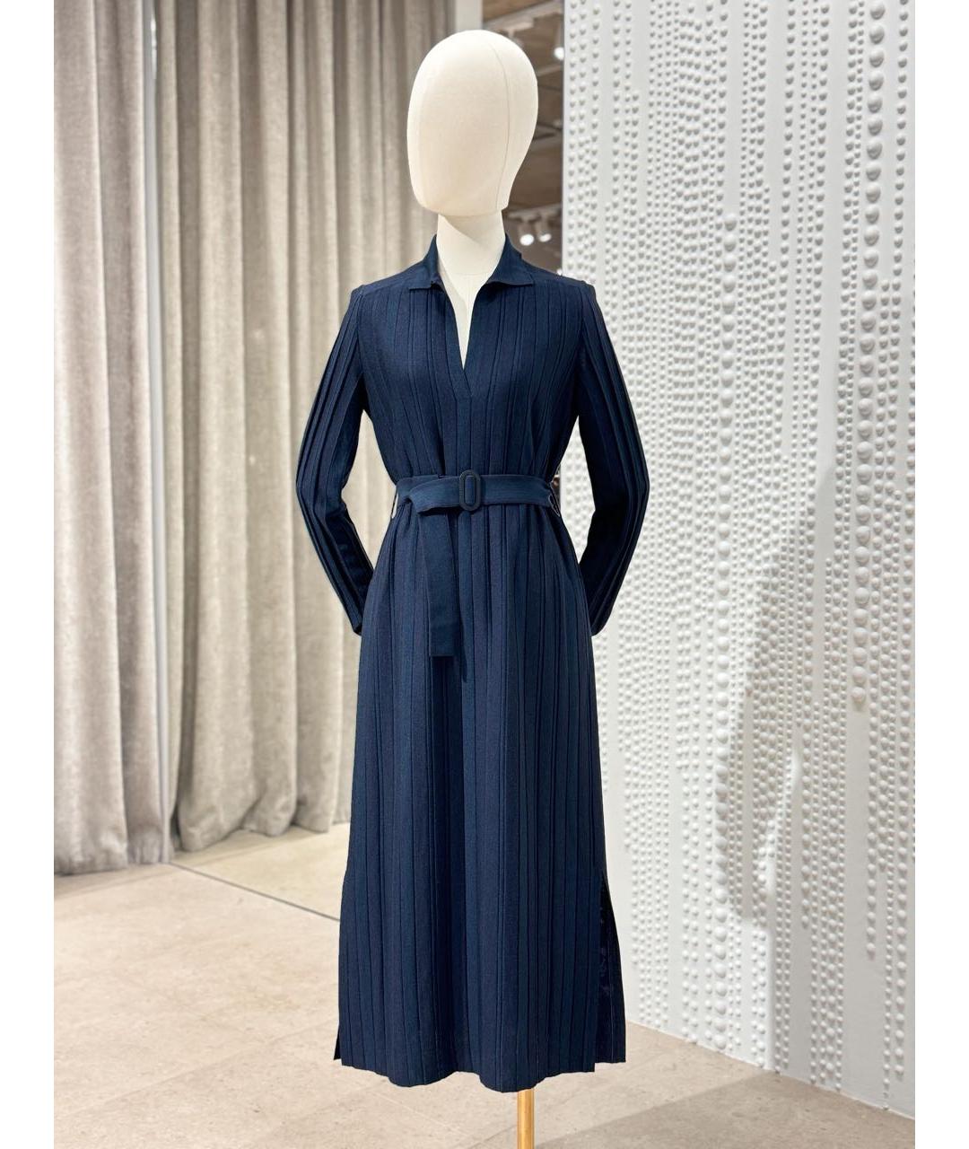 LORO PIANA Темно-синее кашемировое повседневное платье, фото 9