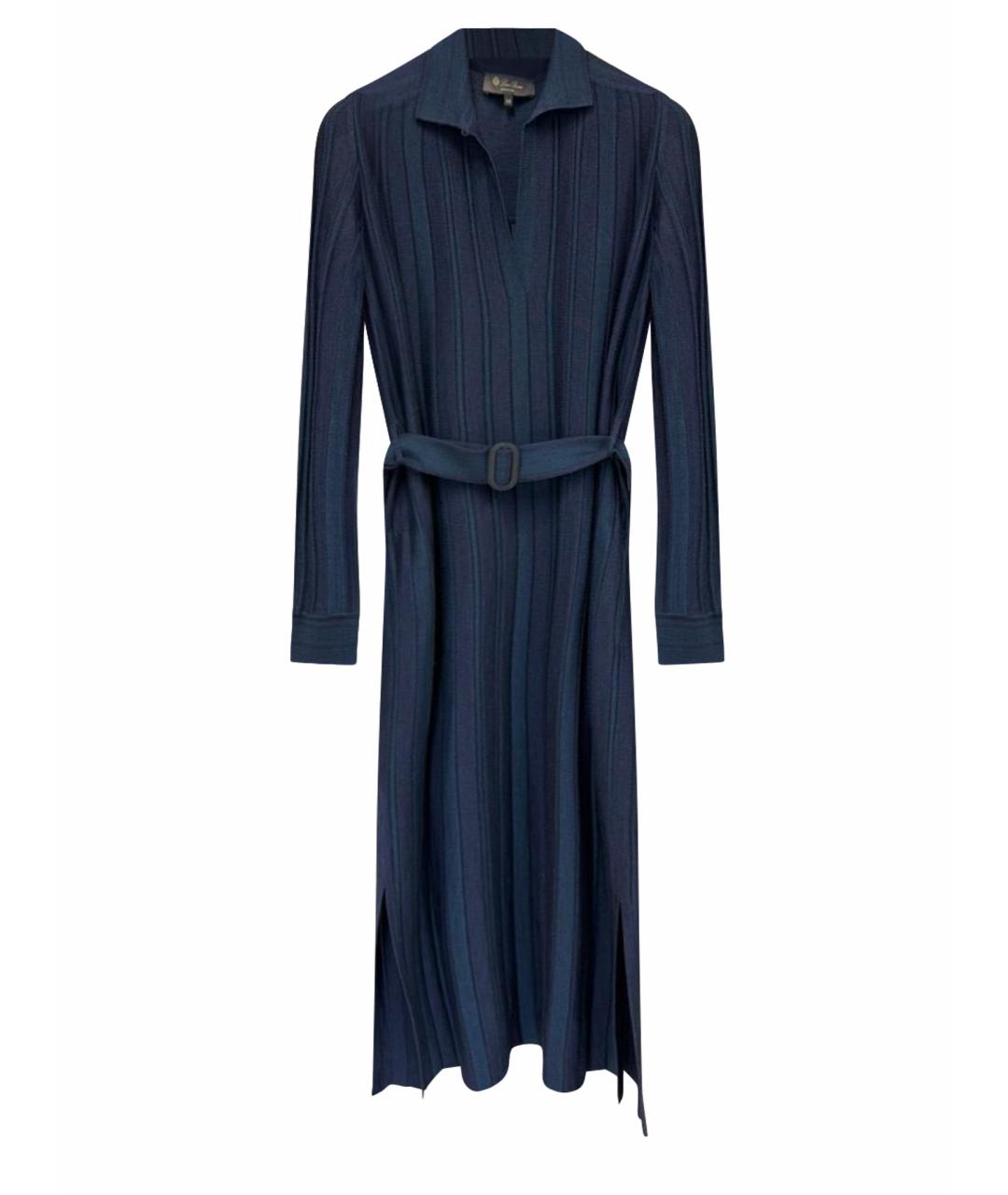 LORO PIANA Темно-синее кашемировое повседневное платье, фото 1