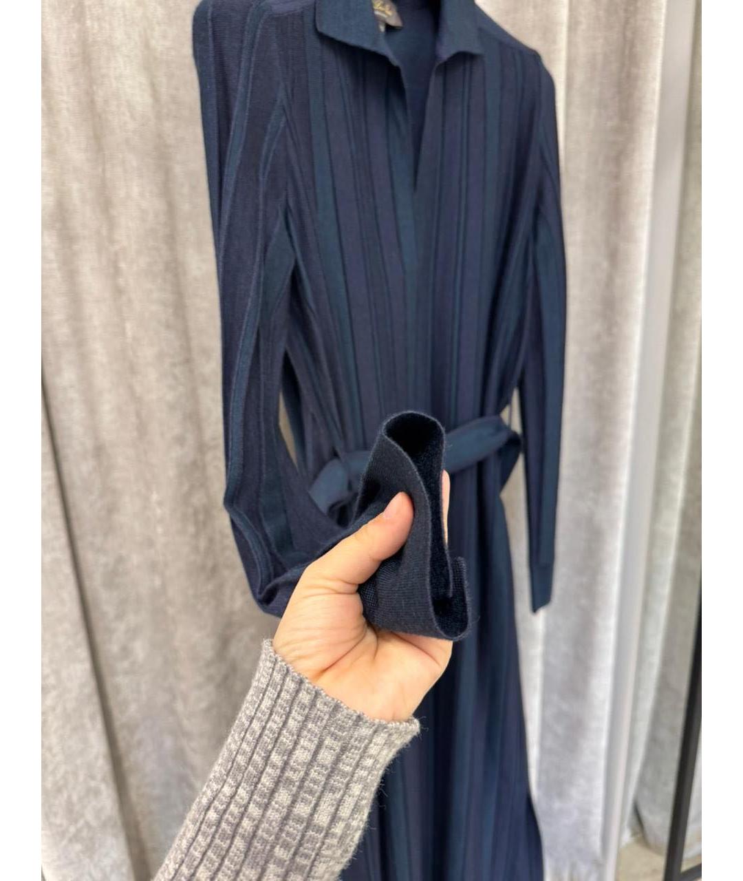 LORO PIANA Темно-синее кашемировое повседневное платье, фото 7