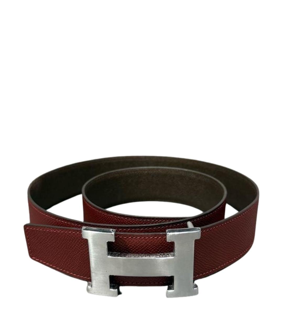 HERMES Бордовый кожаный ремень, фото 1