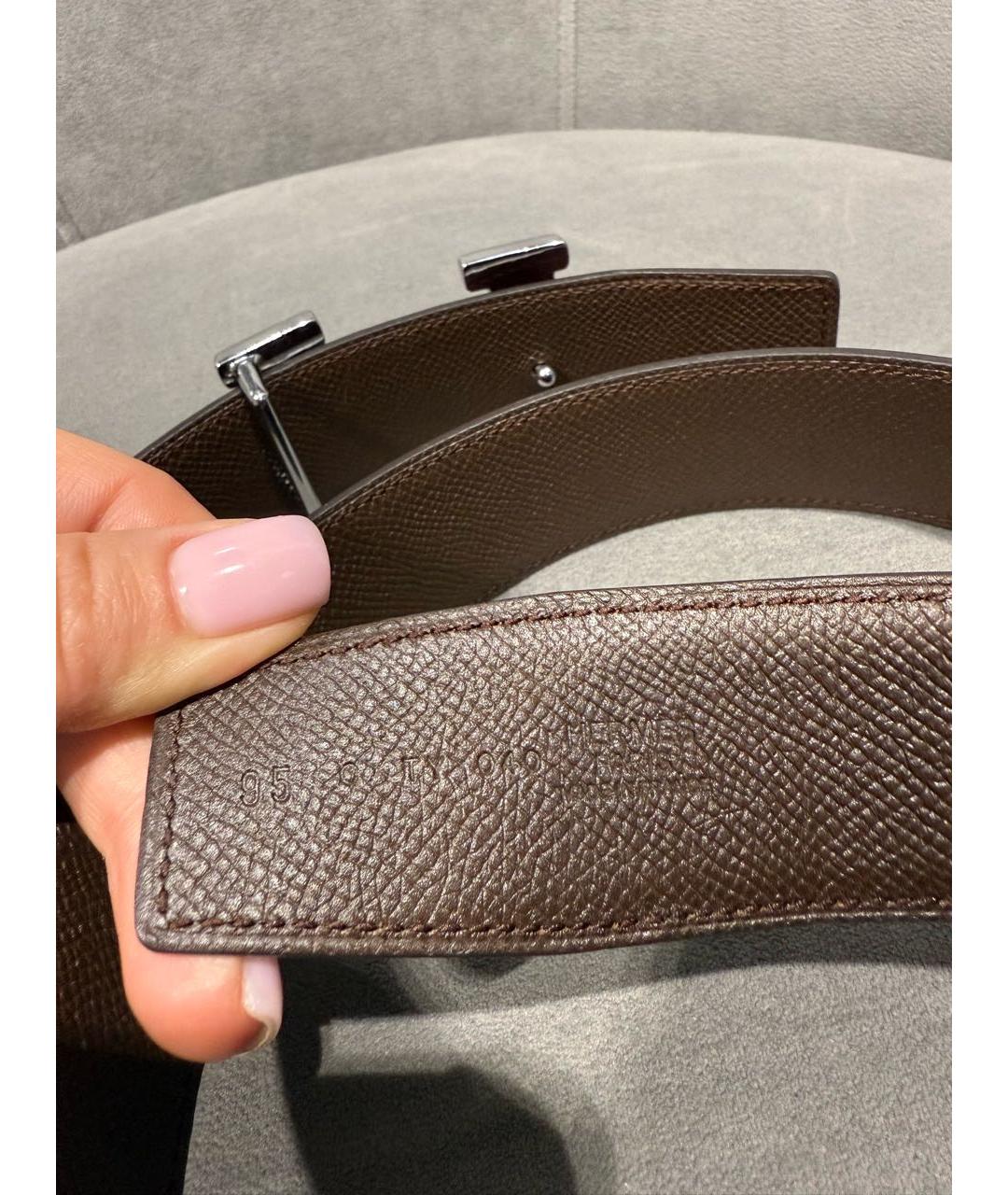 HERMES Бордовый кожаный ремень, фото 4