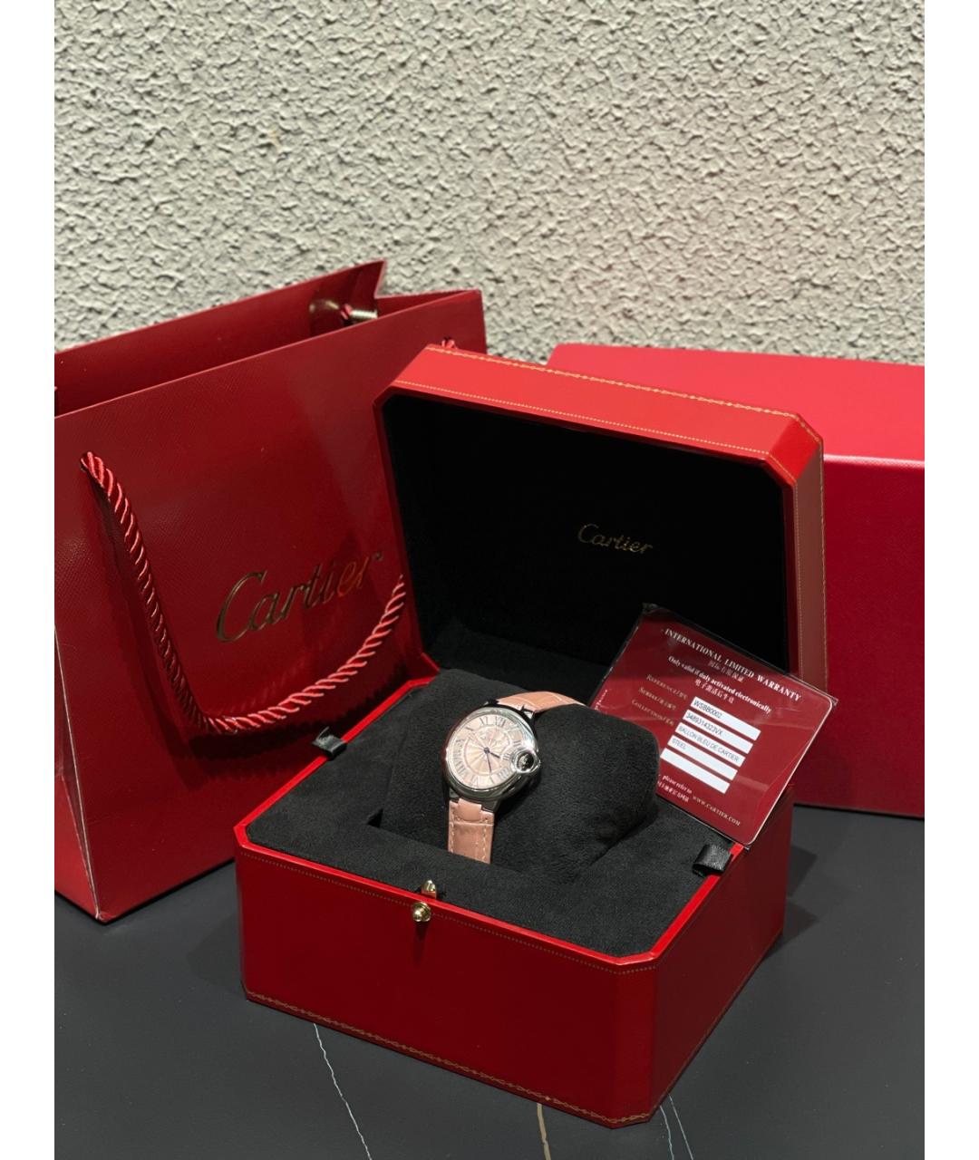 CARTIER Розовые металлические часы, фото 7