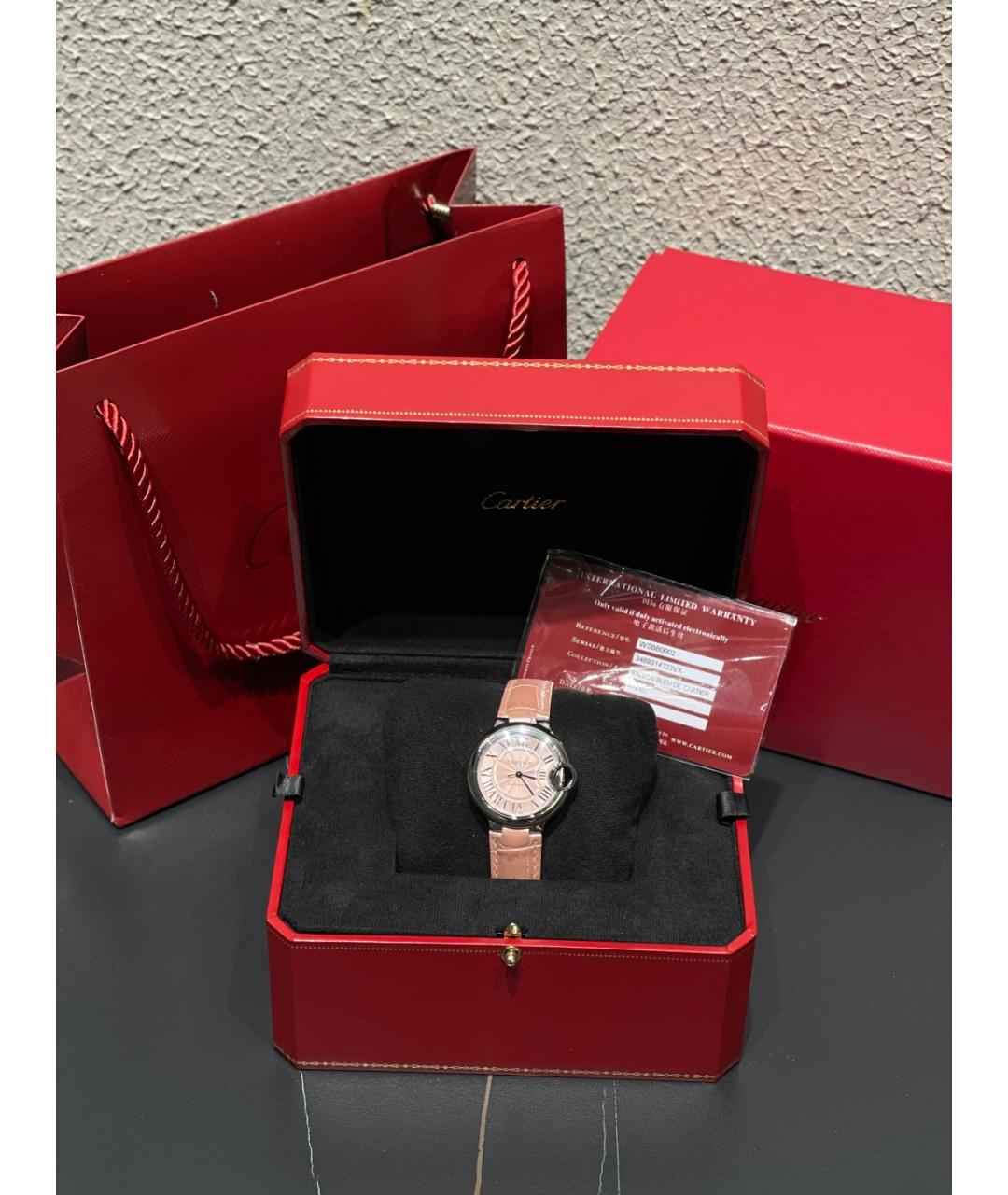CARTIER Розовые металлические часы, фото 3