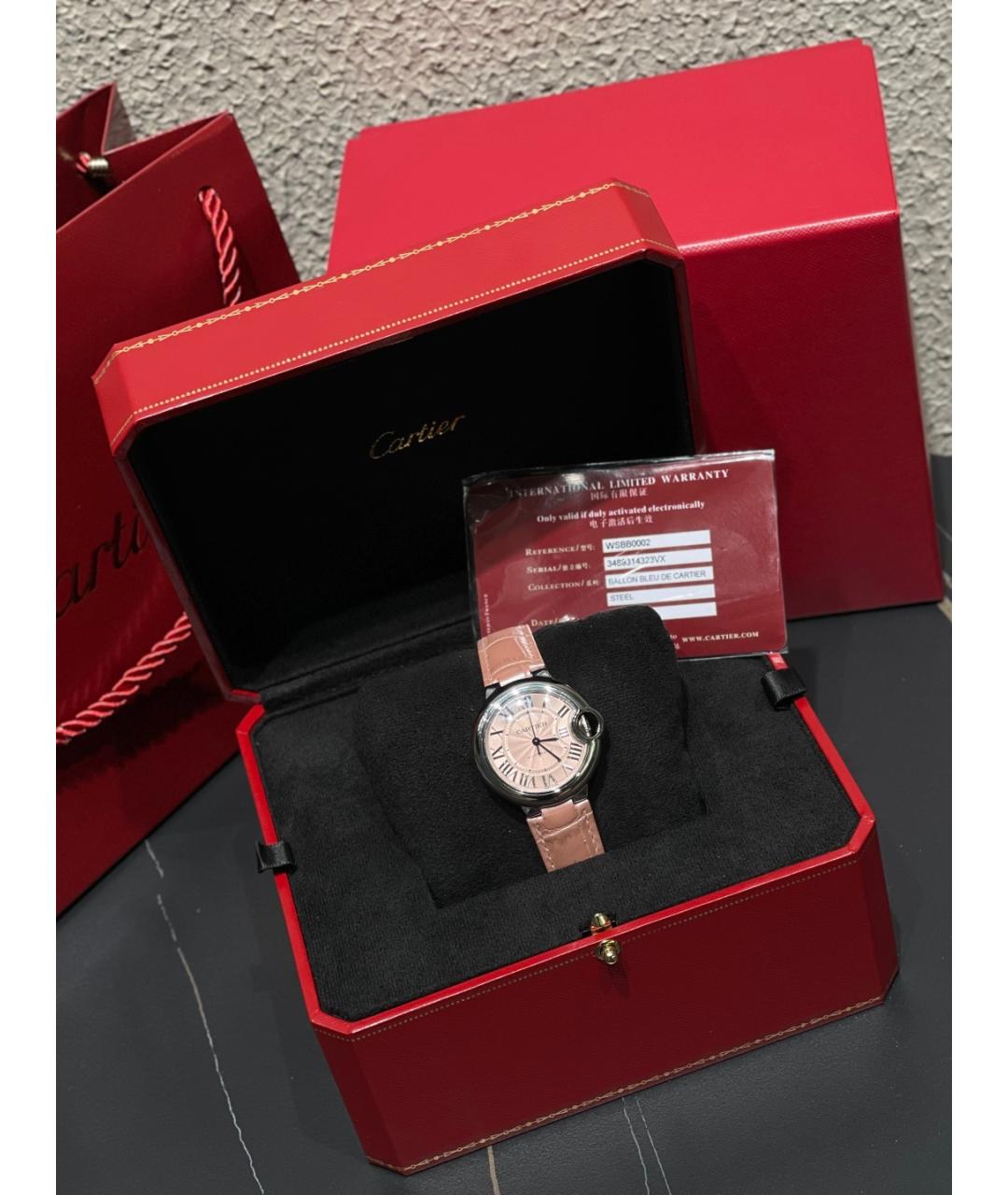 CARTIER Розовые металлические часы, фото 6