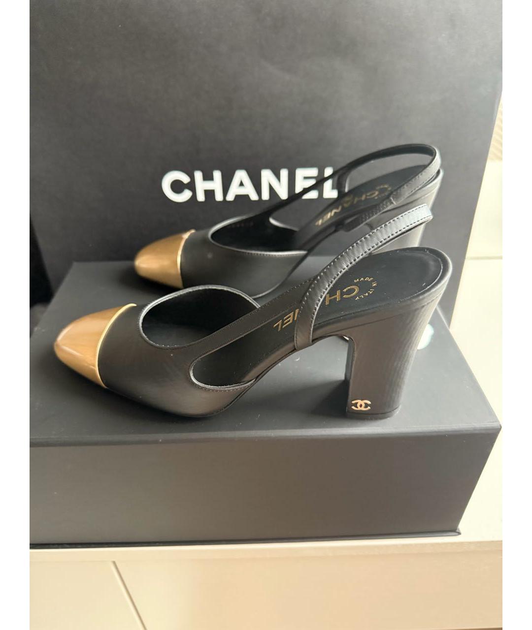 CHANEL Черные кожаные туфли, фото 5