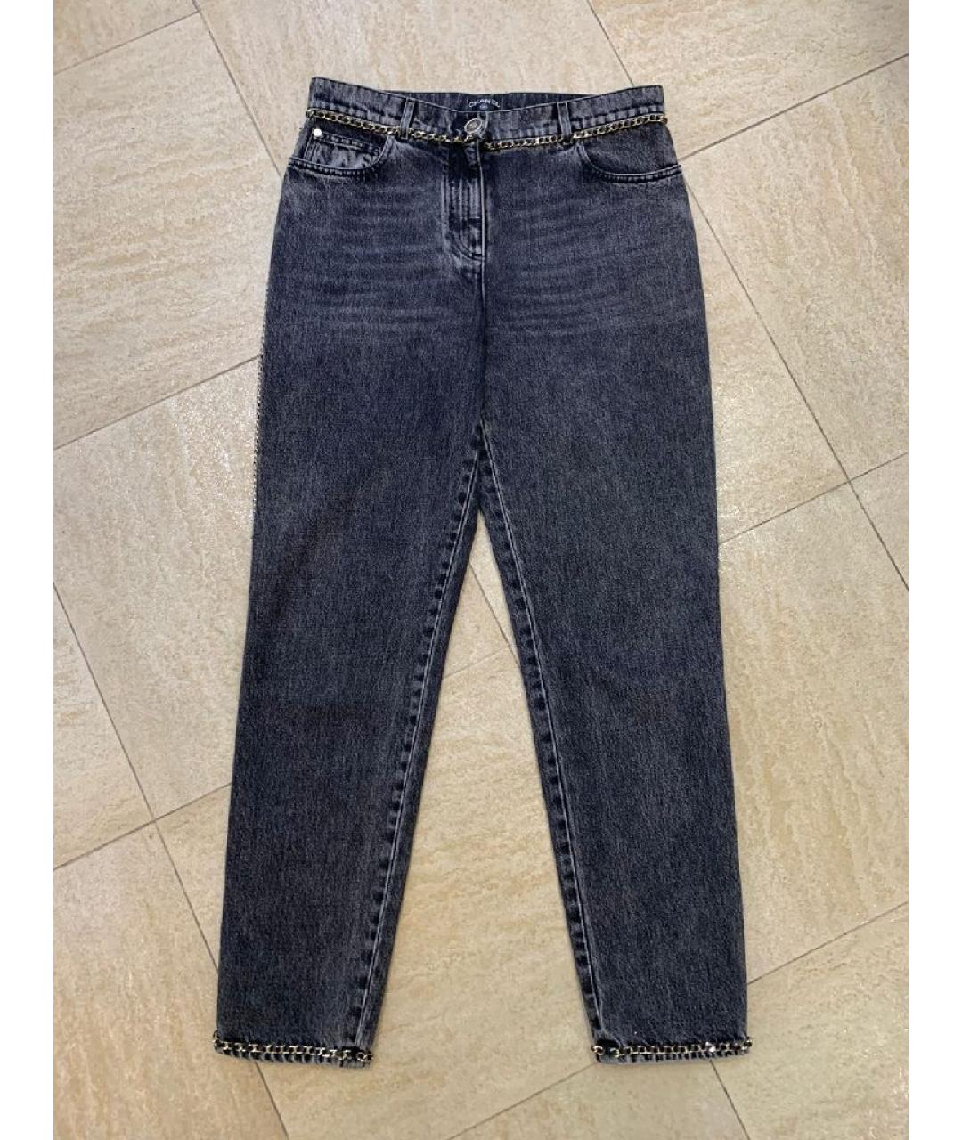 CHANEL Серые хлопковые прямые джинсы, фото 10