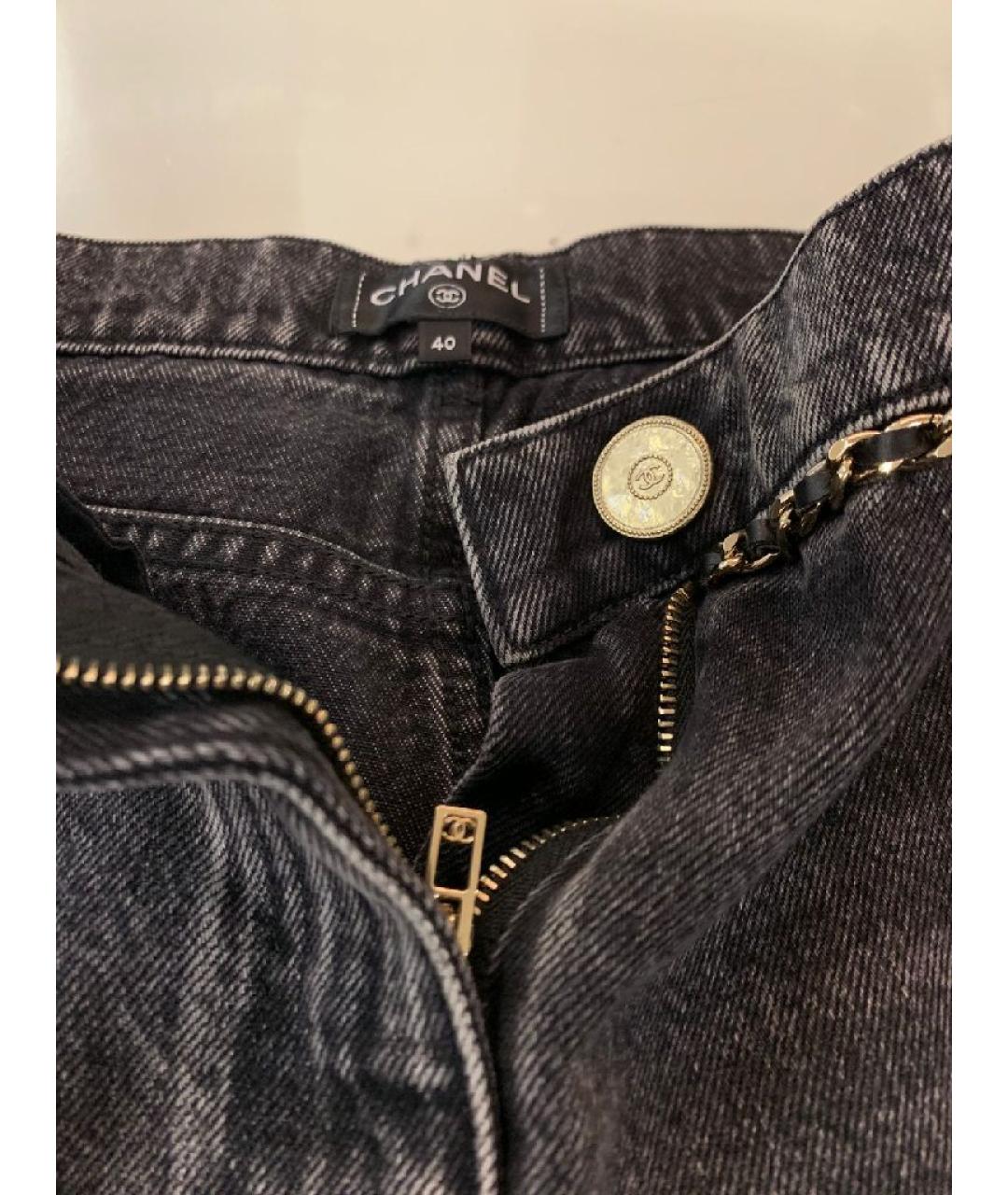 CHANEL Серые хлопковые прямые джинсы, фото 4