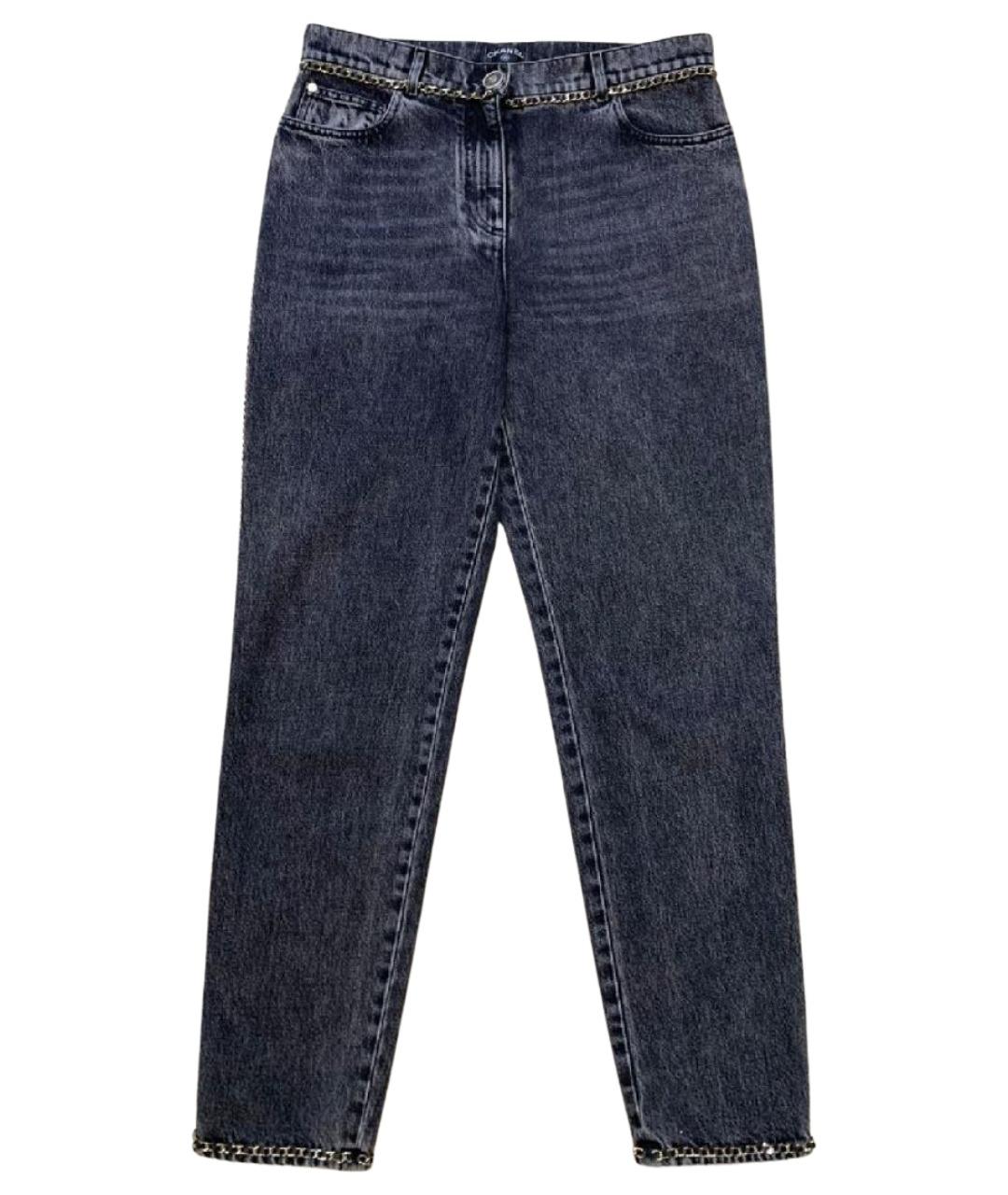 CHANEL Серые хлопковые прямые джинсы, фото 1