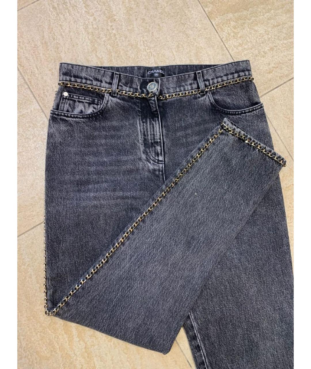 CHANEL Серые хлопковые прямые джинсы, фото 3