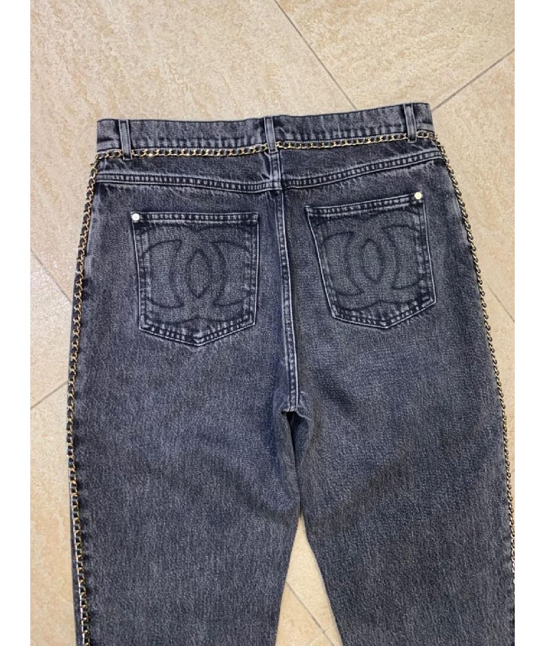 CHANEL Серые хлопковые прямые джинсы, фото 9