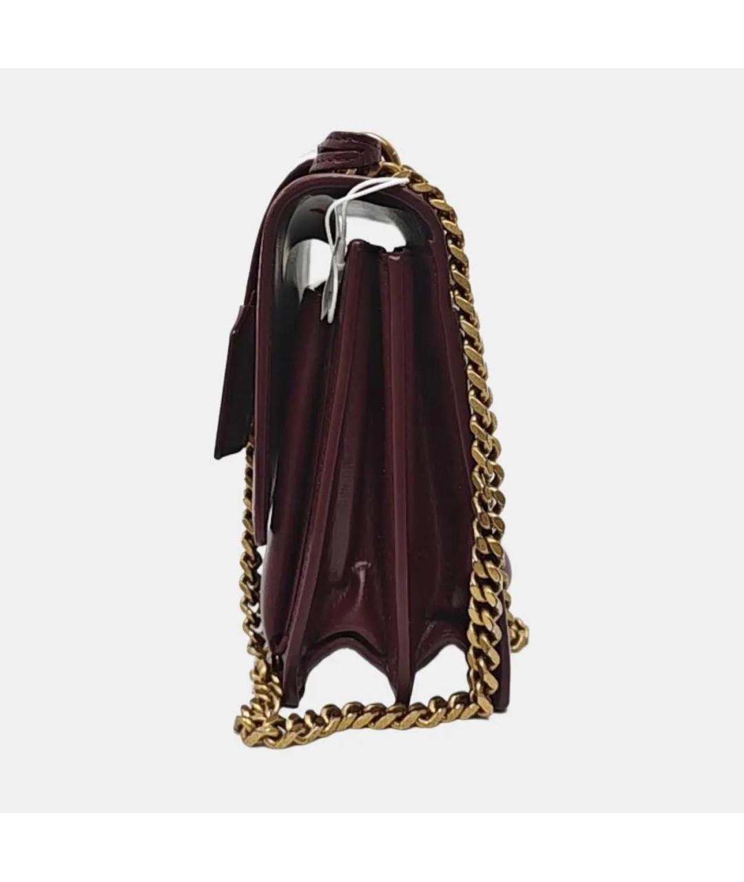 SAINT LAURENT Бордовая кожаная сумка через плечо, фото 2