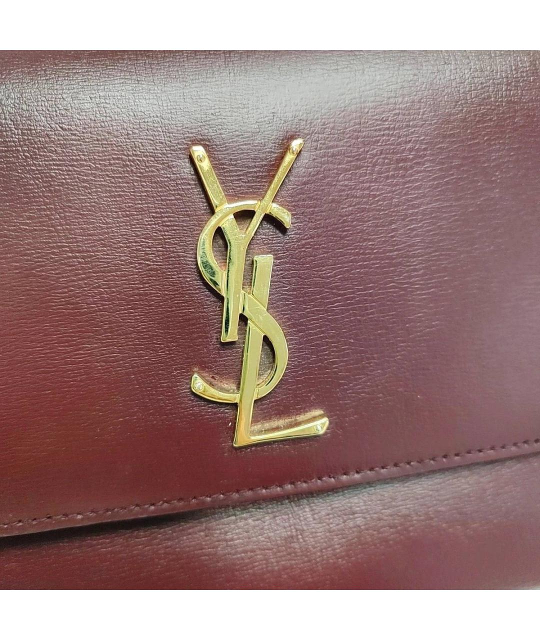 SAINT LAURENT Бордовая кожаная сумка через плечо, фото 8