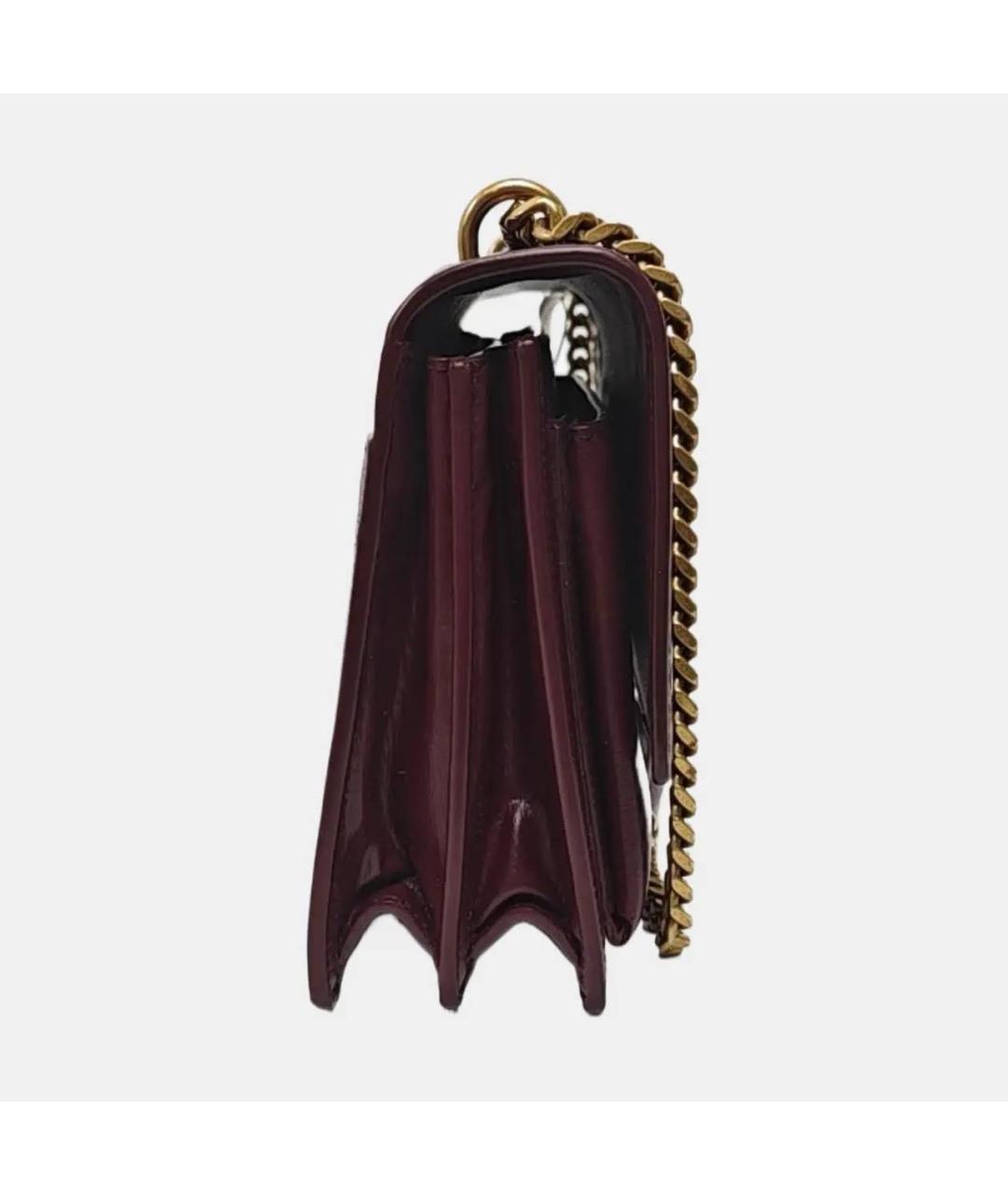 SAINT LAURENT Бордовая кожаная сумка через плечо, фото 3