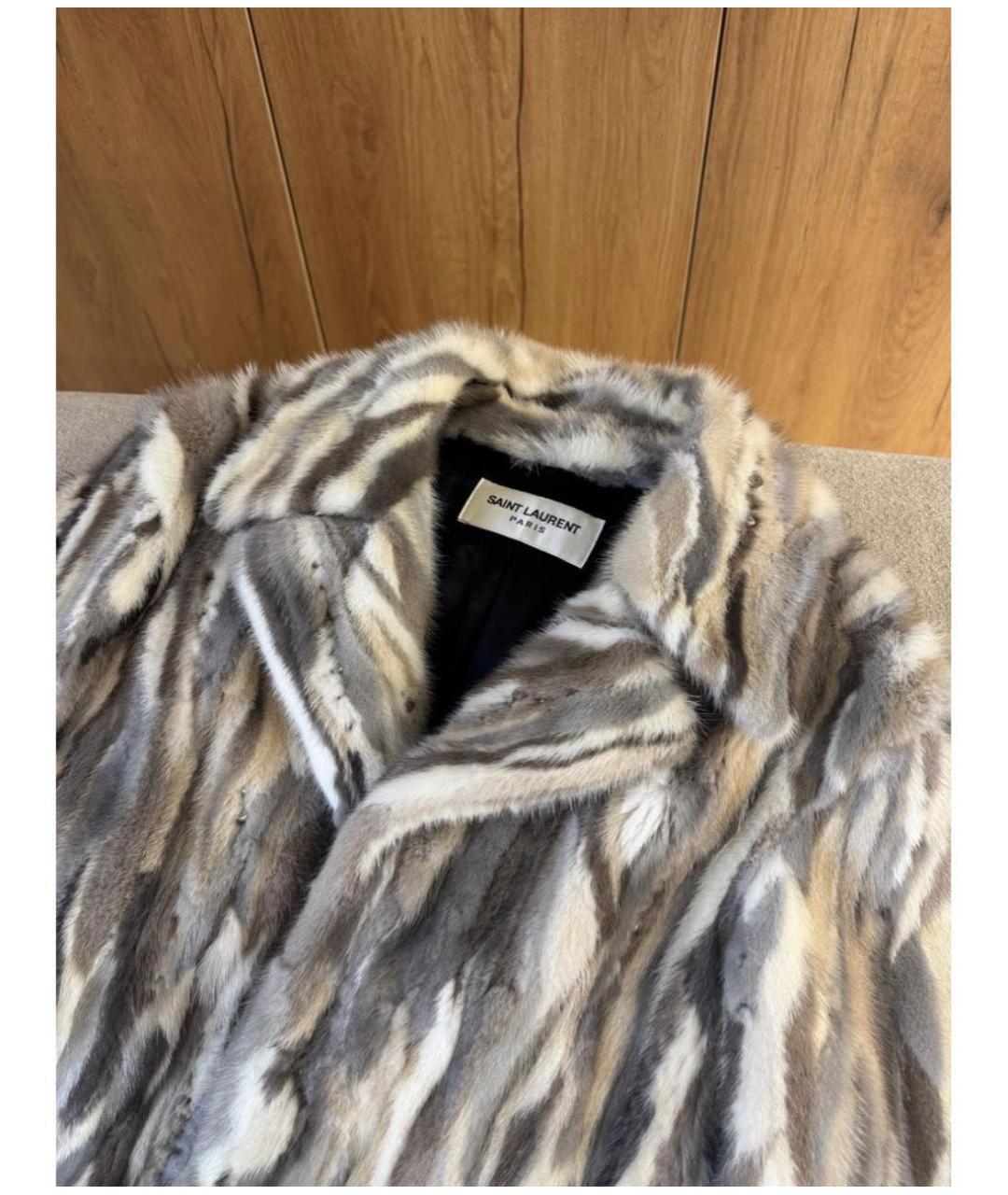 SAINT LAURENT Мульти меховая шуба, фото 3