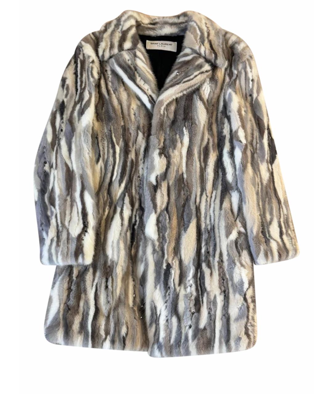 SAINT LAURENT Мульти меховая шуба, фото 1