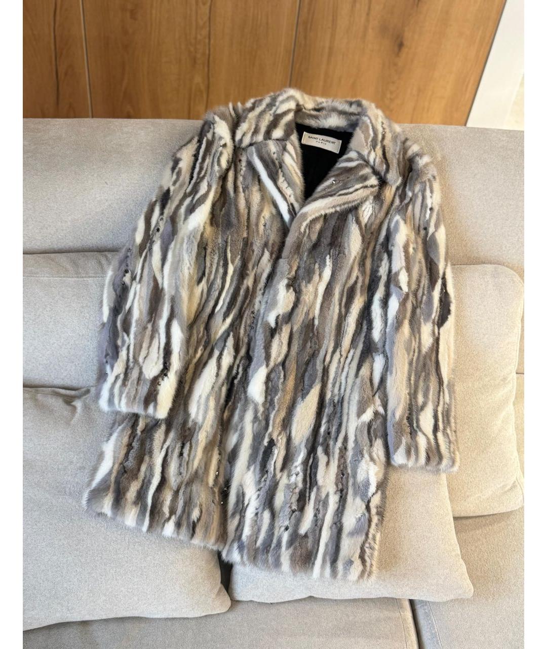 SAINT LAURENT Мульти меховая шуба, фото 2