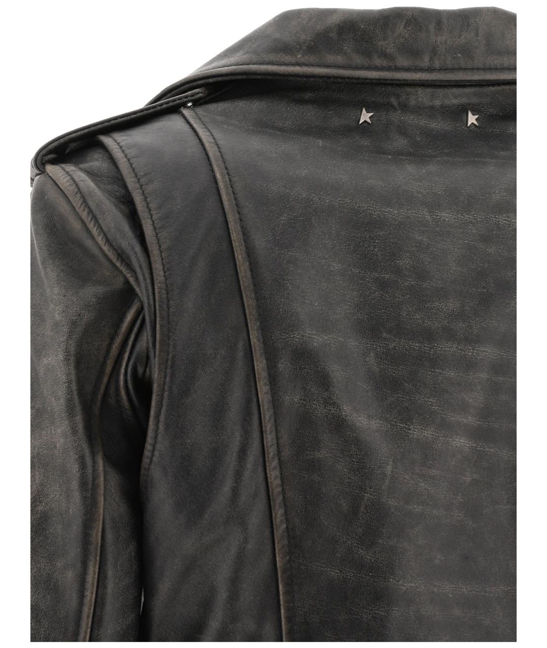 GOLDEN GOOSE DELUXE BRAND Черная кожаная куртка, фото 4