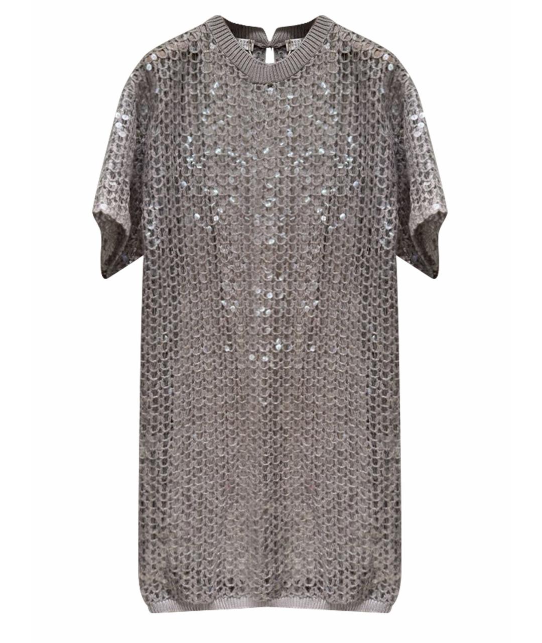 BRUNELLO CUCINELLI Серебряное хлопковое платье, фото 1