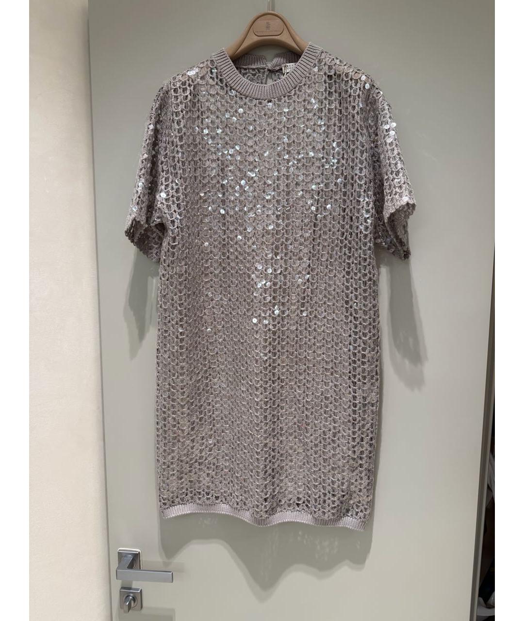 BRUNELLO CUCINELLI Серебряное хлопковое платье, фото 5