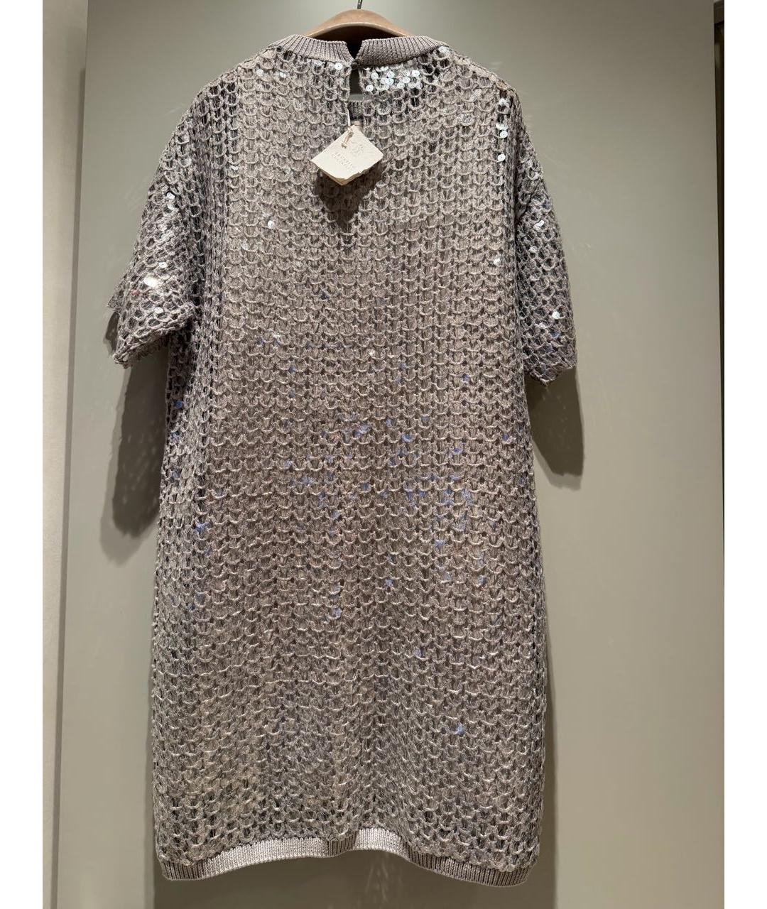 BRUNELLO CUCINELLI Серебряное хлопковое платье, фото 2