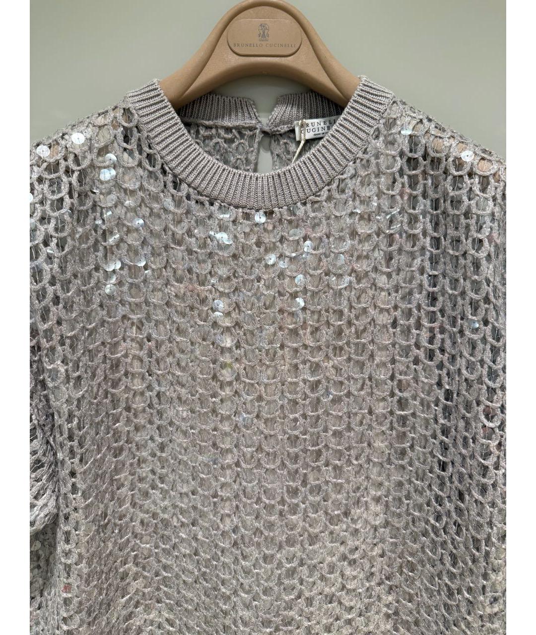 BRUNELLO CUCINELLI Серебряное хлопковое платье, фото 4