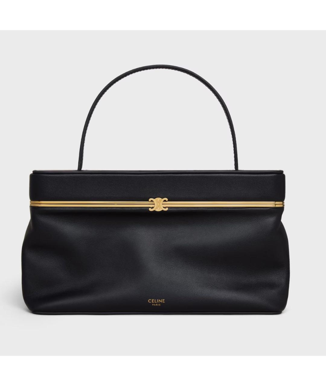 CELINE Черная кожаная сумка с короткими ручками, фото 5
