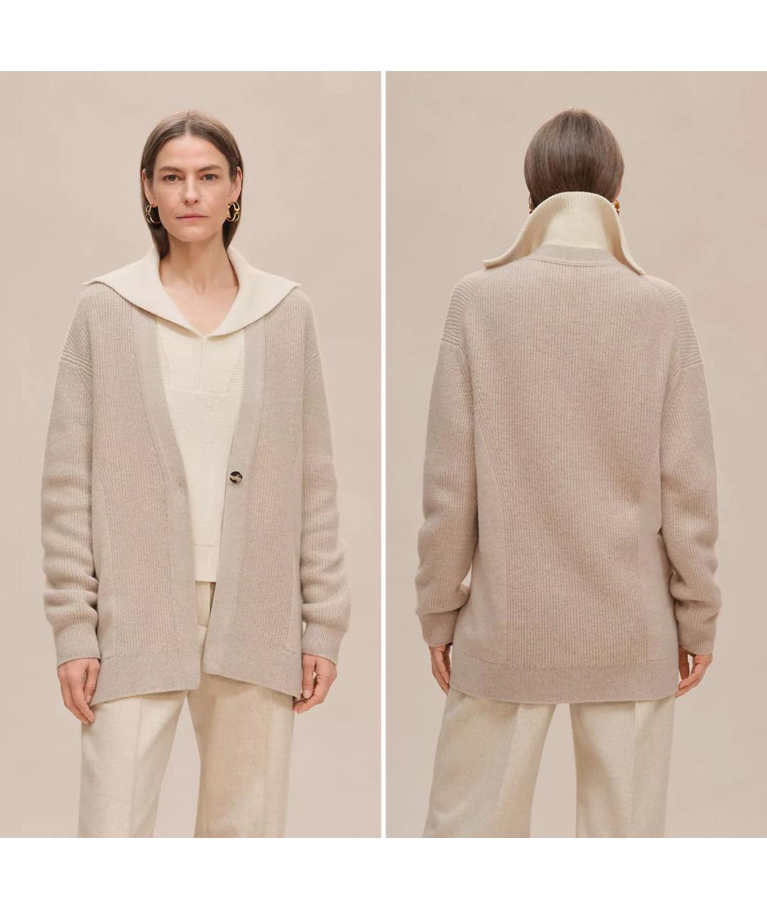 HERMES Бежевый кашемировый кардиган, фото 2