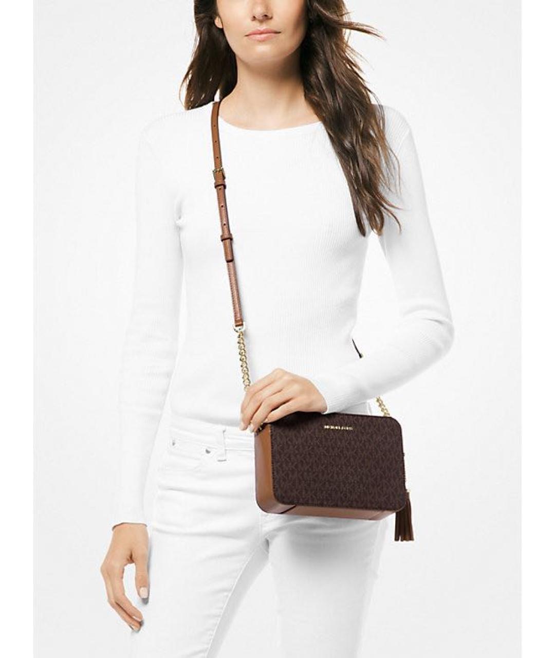 MICHAEL KORS Коричневая кожаная сумка через плечо, фото 6