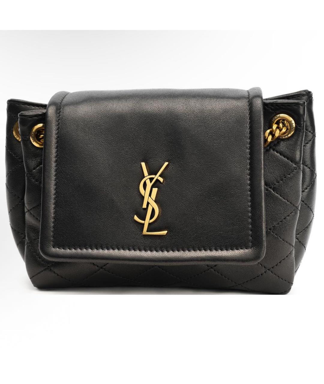 SAINT LAURENT Черная кожаная сумка через плечо, фото 5