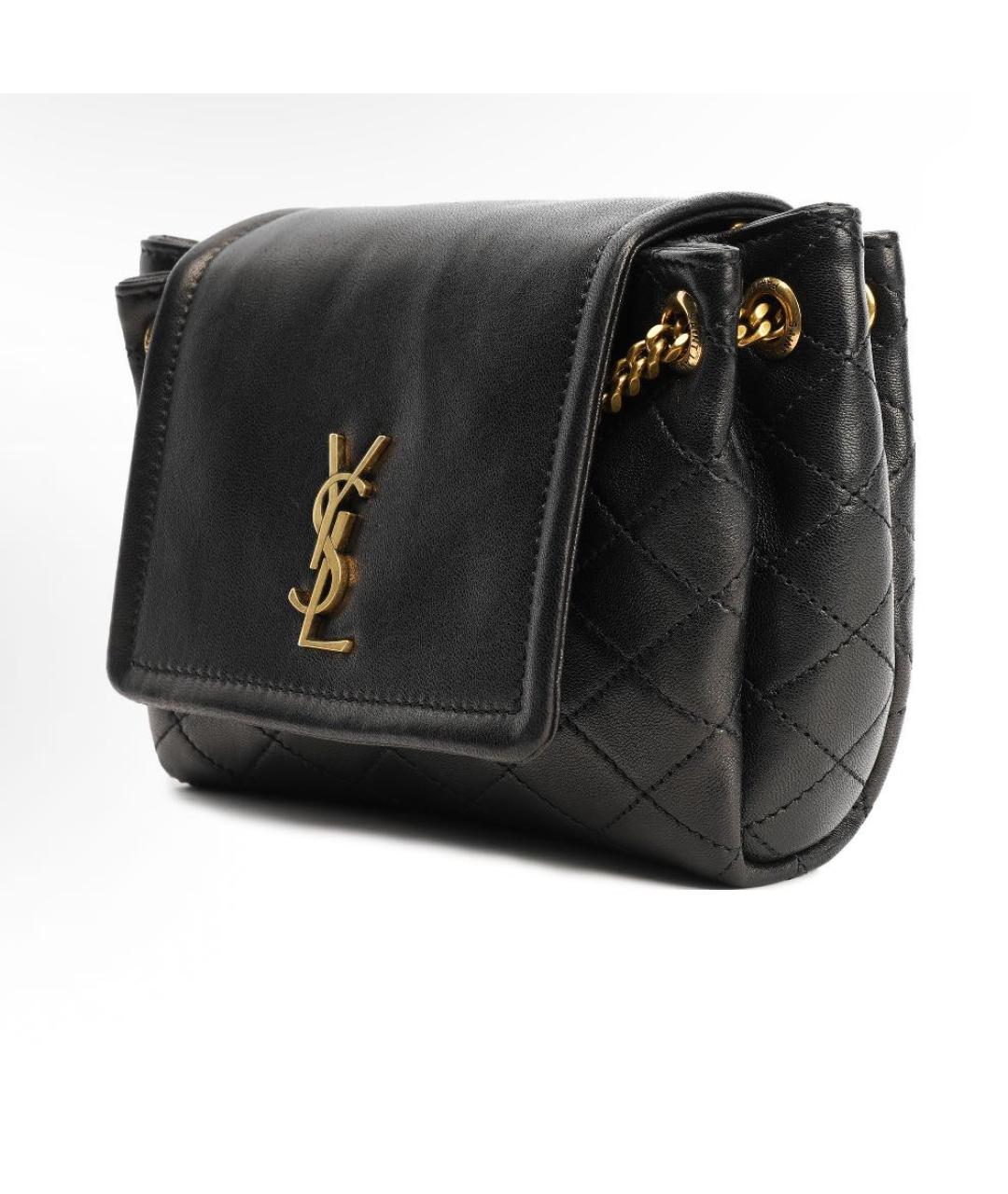 SAINT LAURENT Черная кожаная сумка через плечо, фото 2