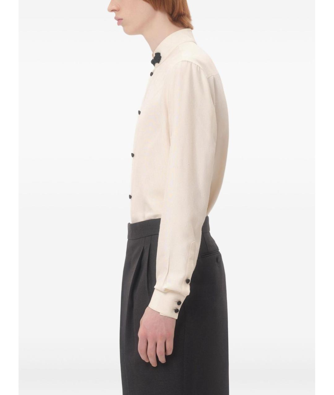 VALENTINO Бежевая шелковая кэжуал рубашка, фото 5
