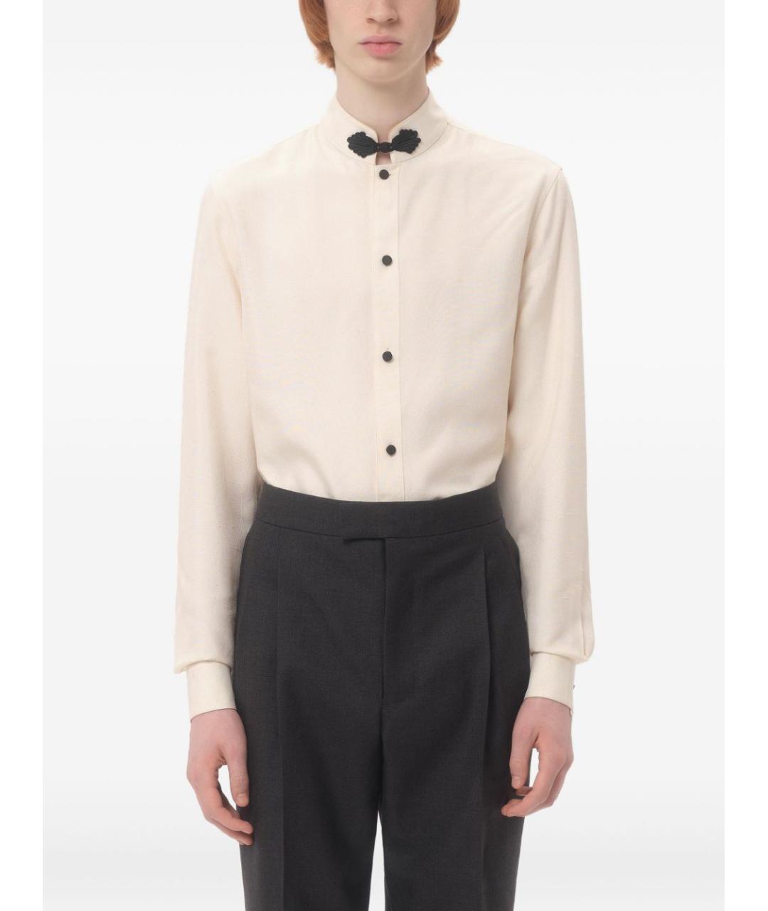 VALENTINO Бежевая шелковая кэжуал рубашка, фото 6