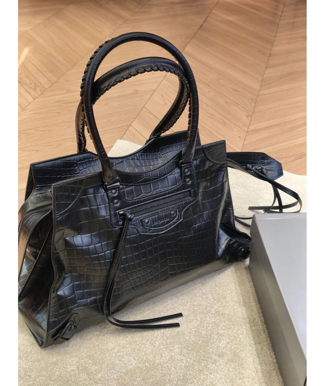 BALENCIAGA Черная кожаная сумка через плечо, фото 4