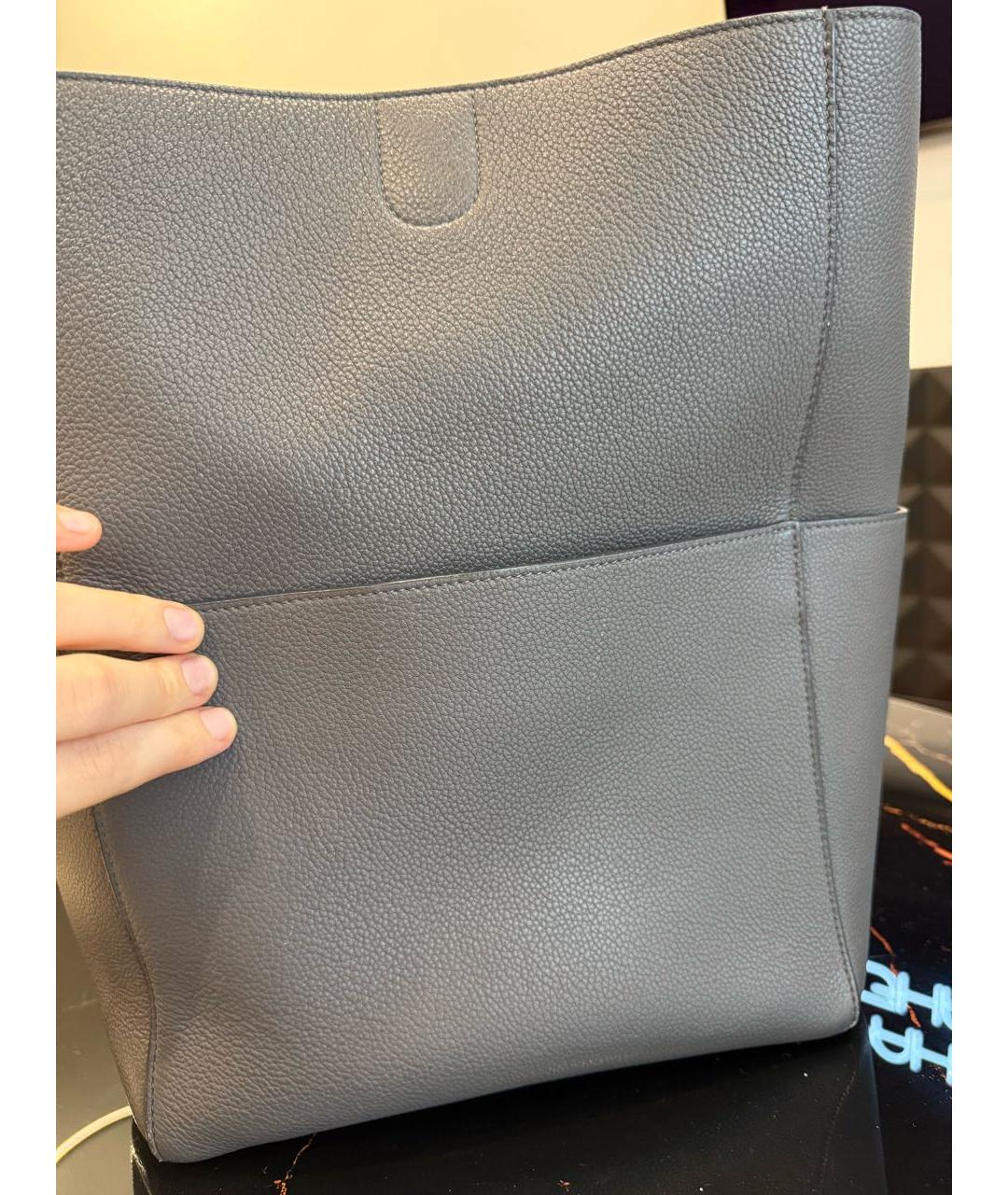 CELINE Серая кожаная сумка тоут, фото 3