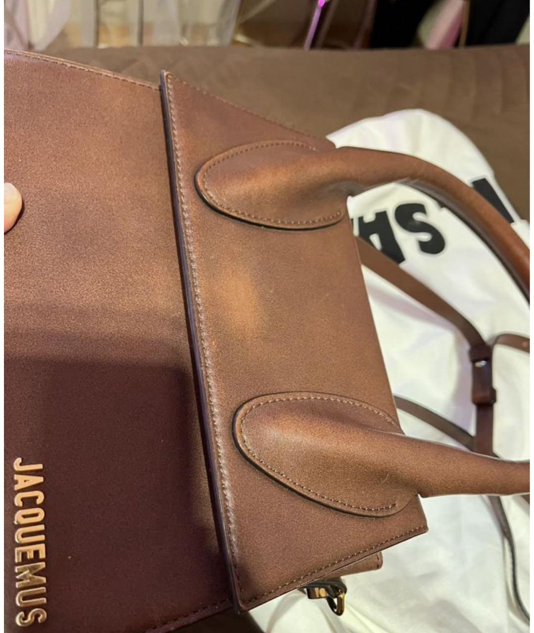 JACQUEMUS Коричневая кожаная сумка через плечо, фото 4