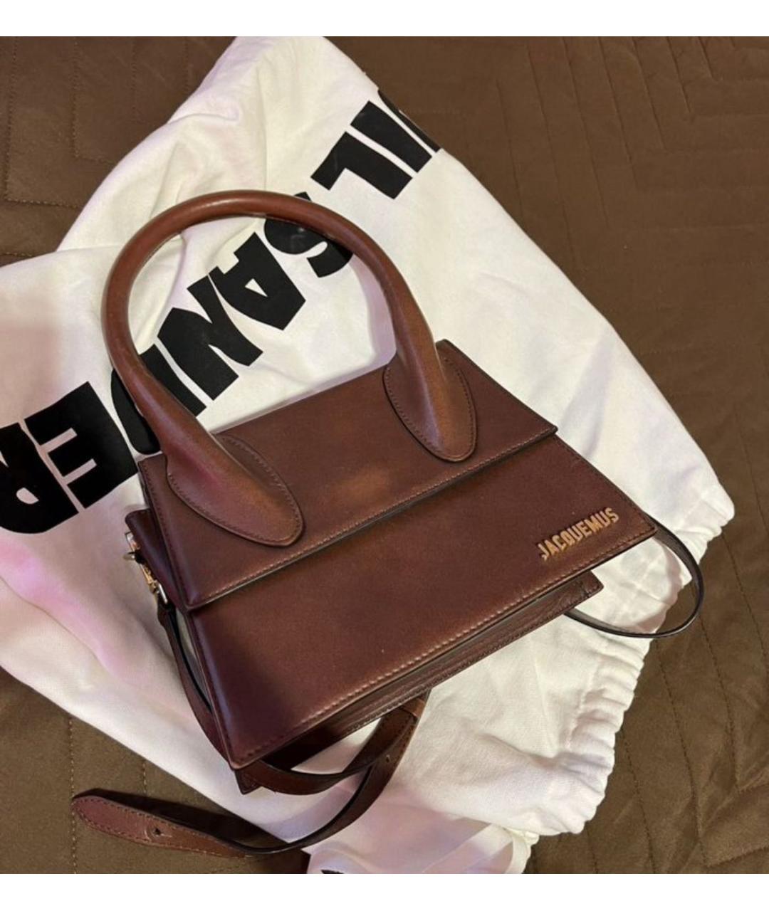 JACQUEMUS Коричневая кожаная сумка через плечо, фото 2