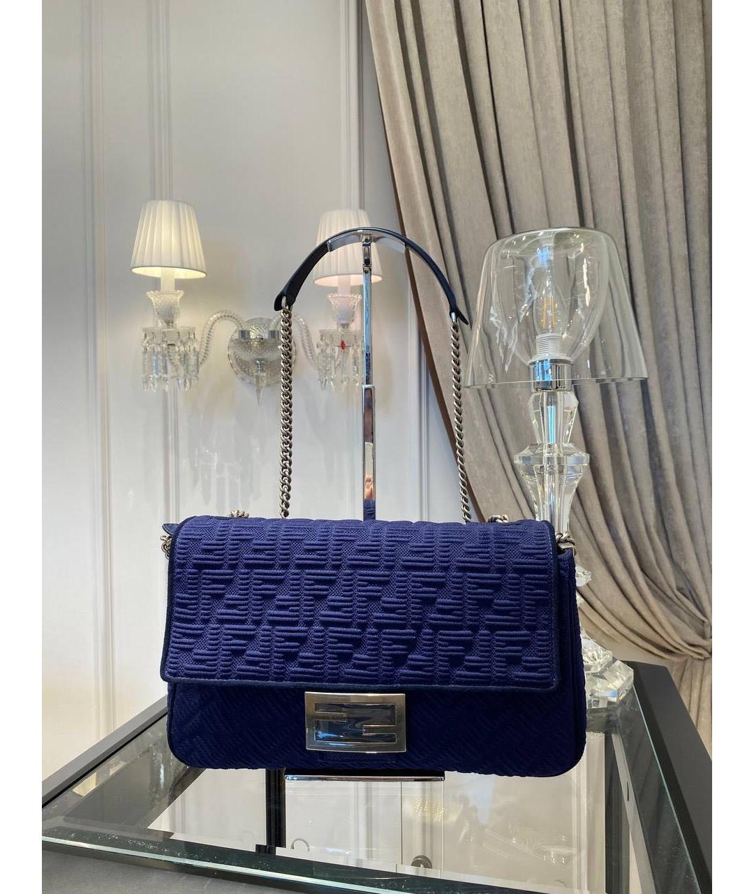 FENDI Синяя тканевая сумка через плечо, фото 2