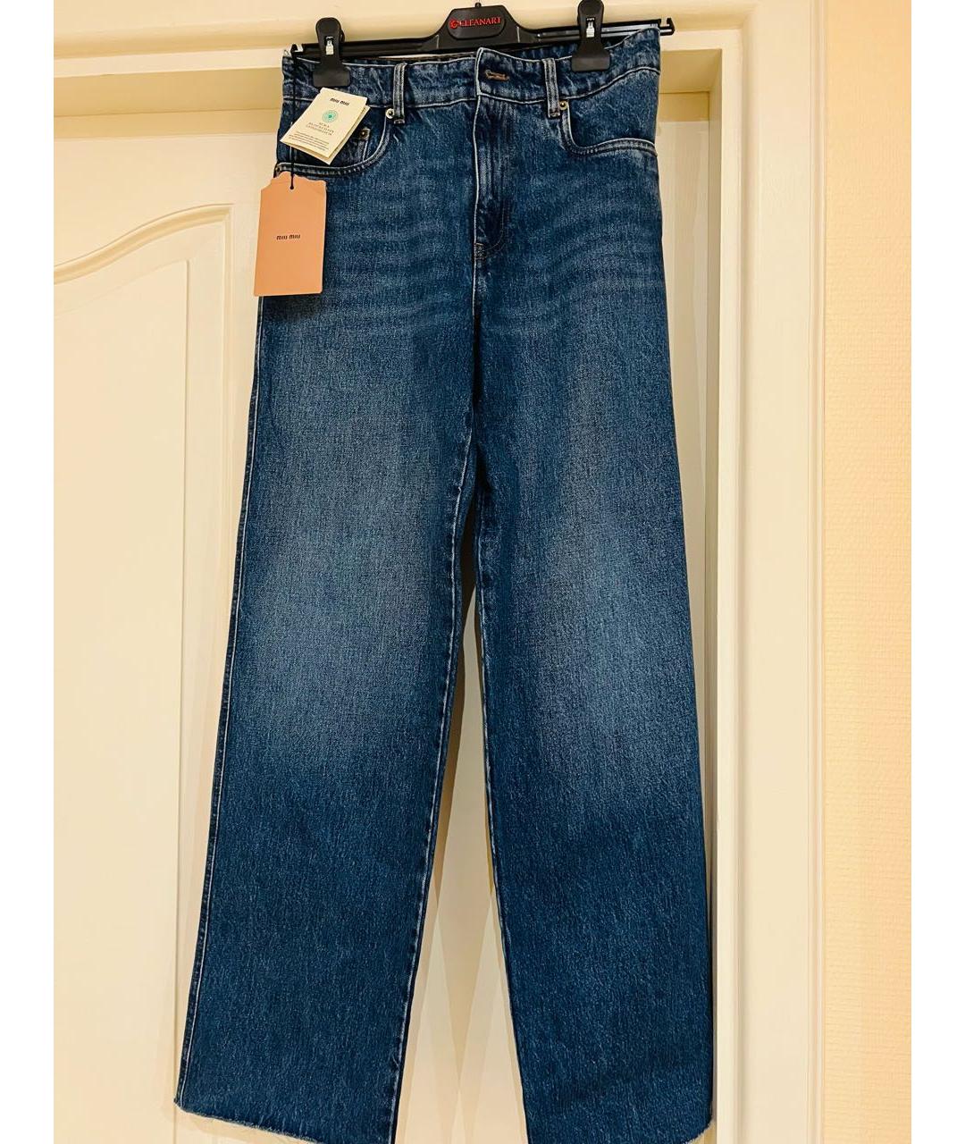 MIU MIU Синие хлопковые прямые джинсы, фото 8