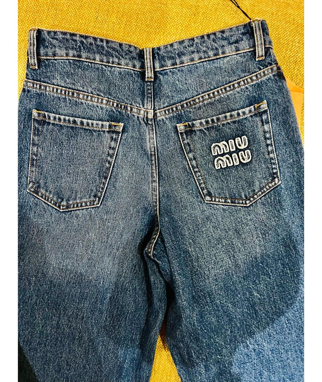 MIU MIU Синие хлопковые прямые джинсы, фото 5