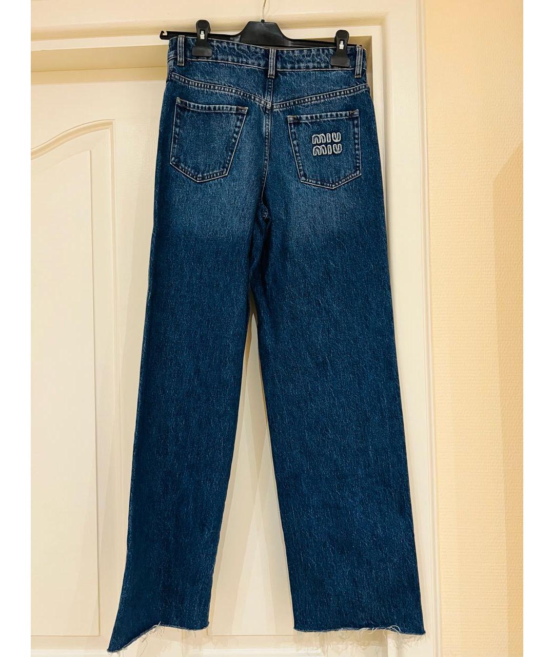 MIU MIU Синие хлопковые прямые джинсы, фото 2