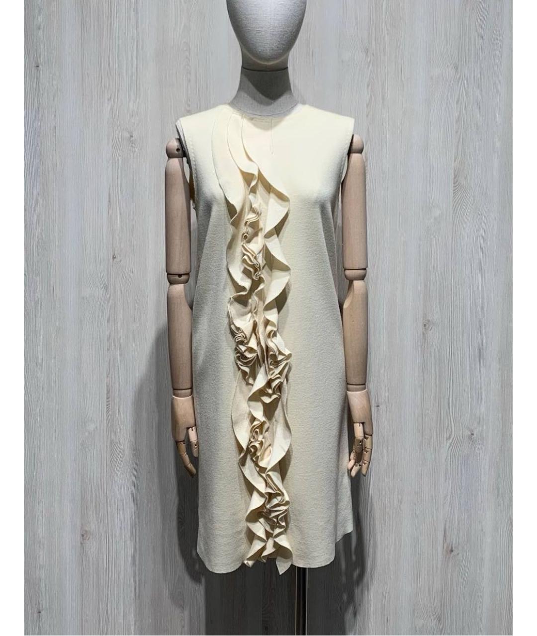 FENDI Бежевое шерстяное повседневное платье, фото 8