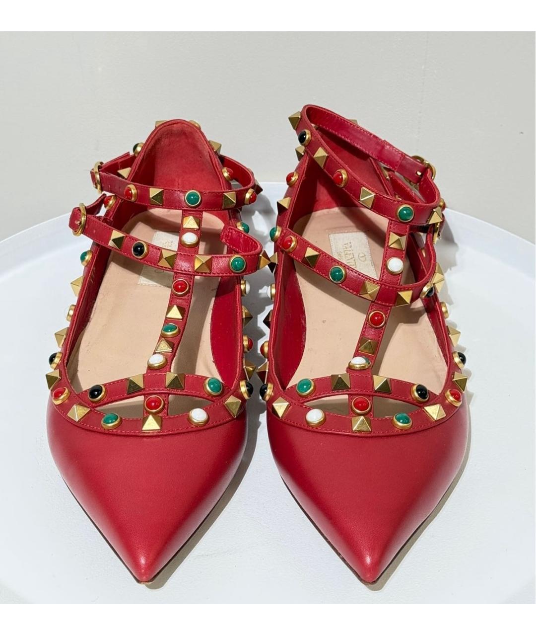 VALENTINO Красные кожаные балетки, фото 2