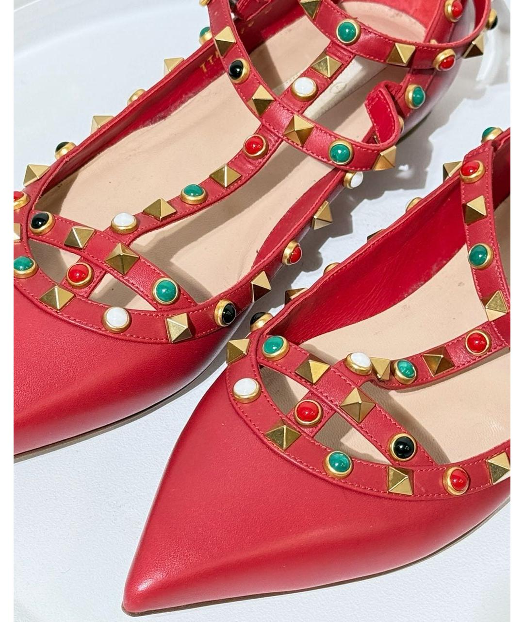VALENTINO Красные кожаные балетки, фото 6