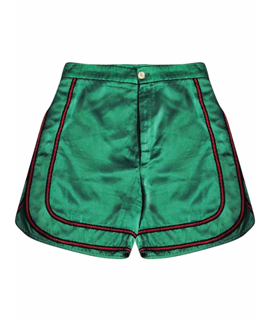 GUCCI Зеленые шелковые шорты, фото 1