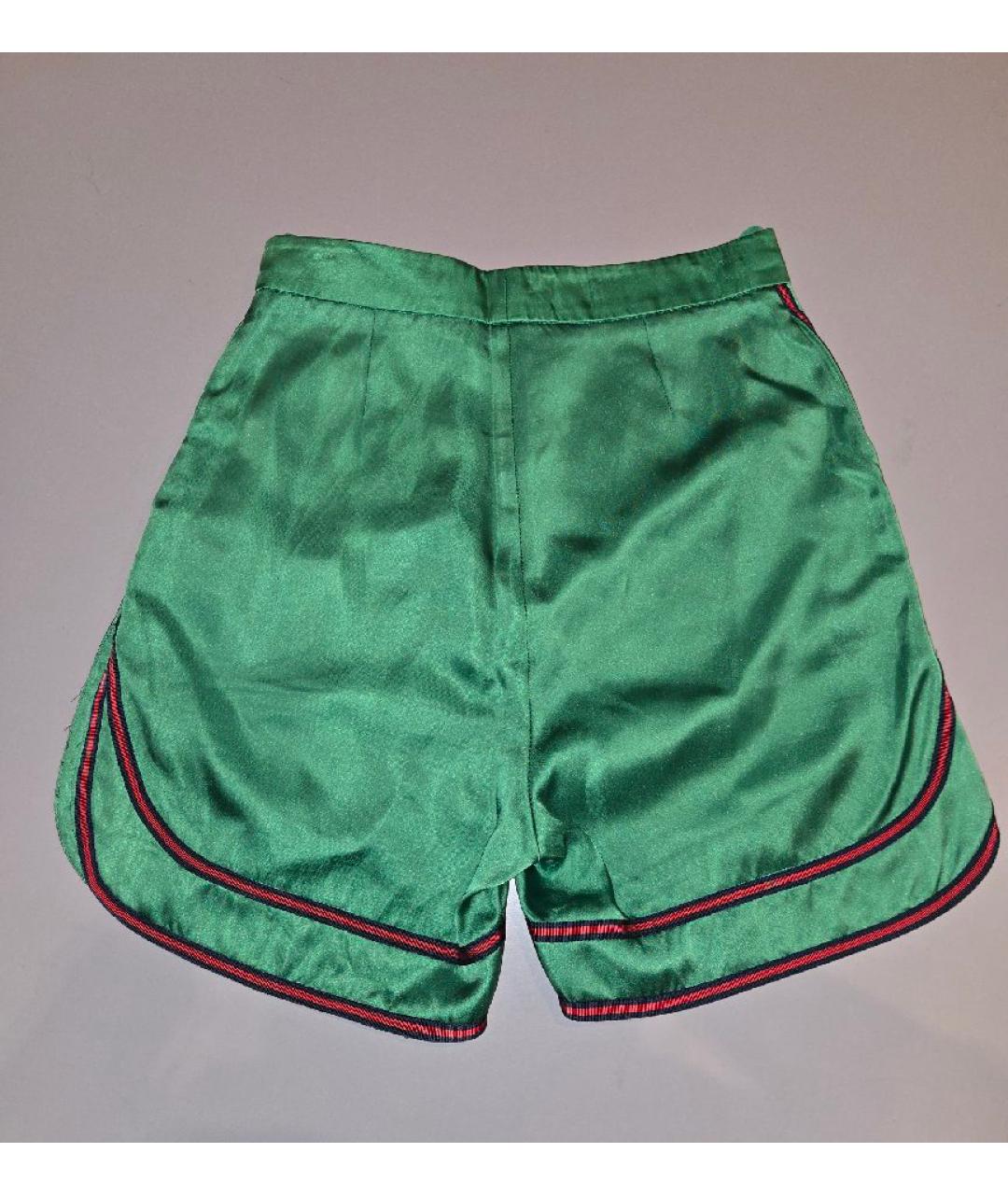 GUCCI Зеленые шелковые шорты, фото 2