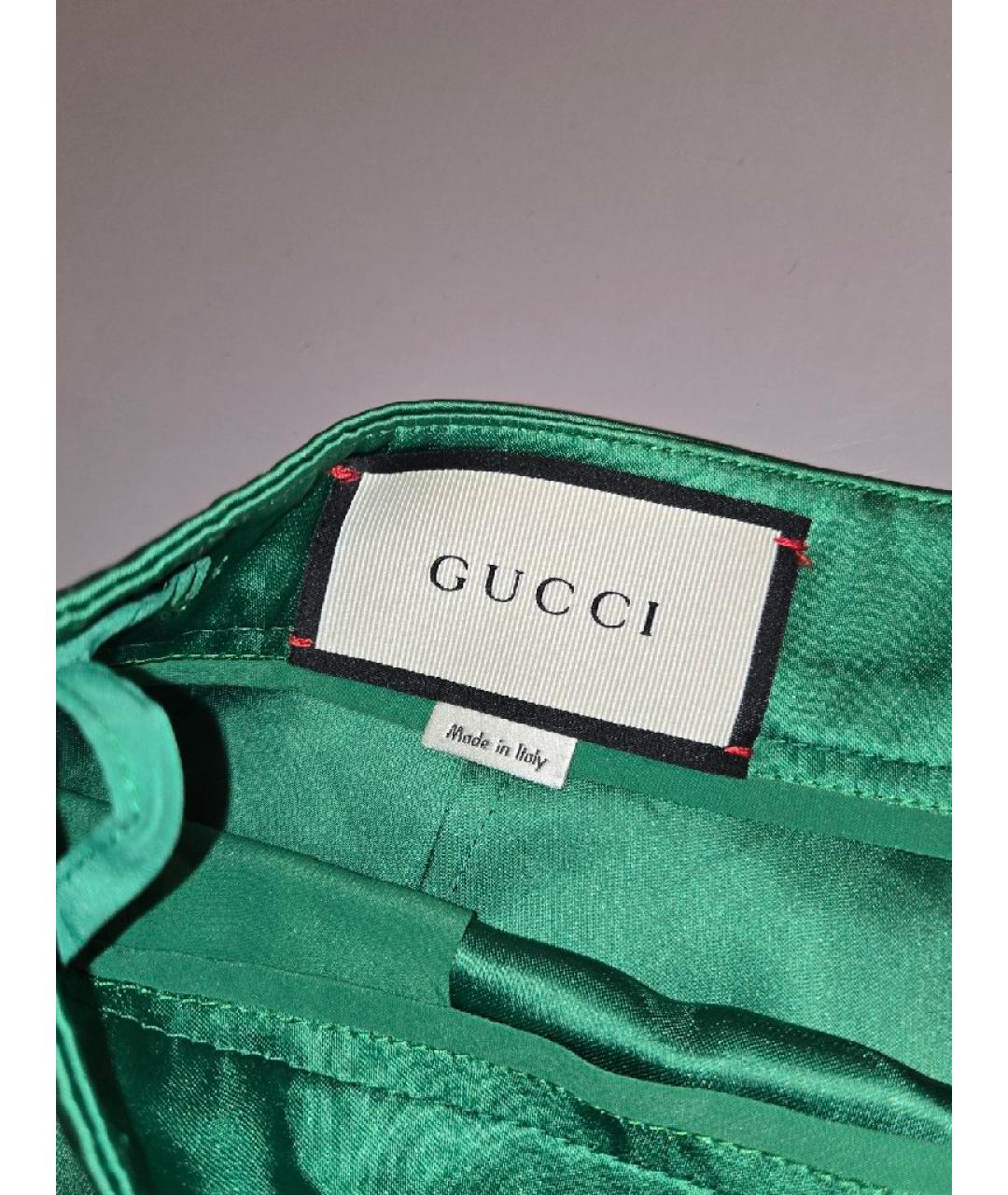 GUCCI Зеленые шелковые шорты, фото 3