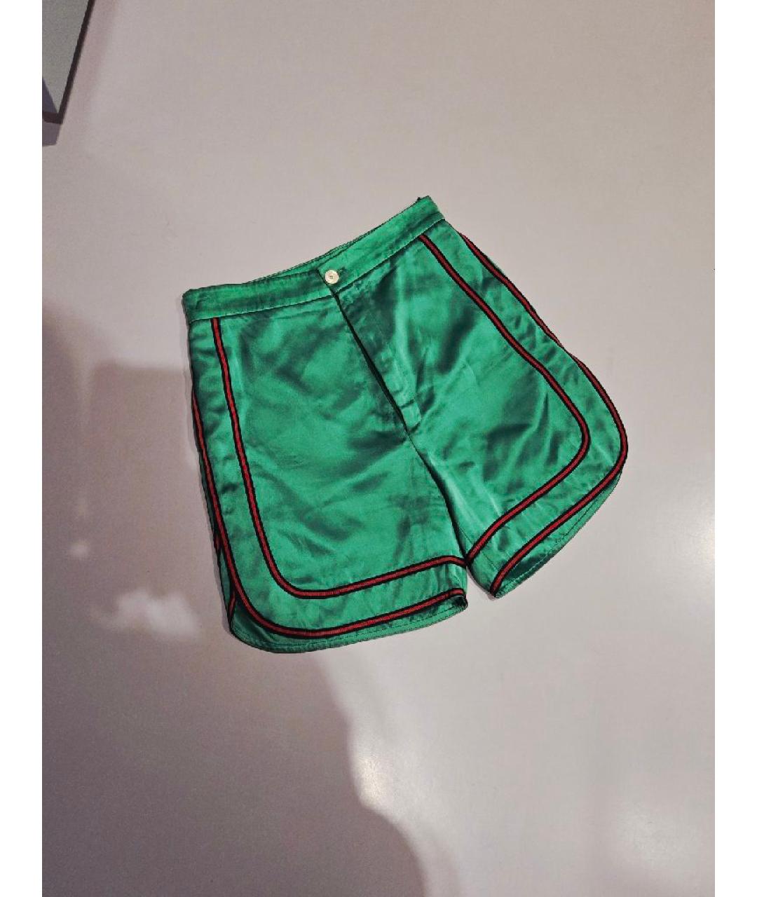 GUCCI Зеленые шелковые шорты, фото 6