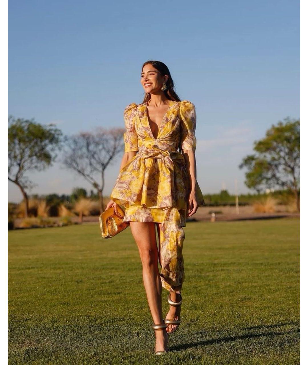 ZIMMERMANN Желтое льняное вечернее платье, фото 3