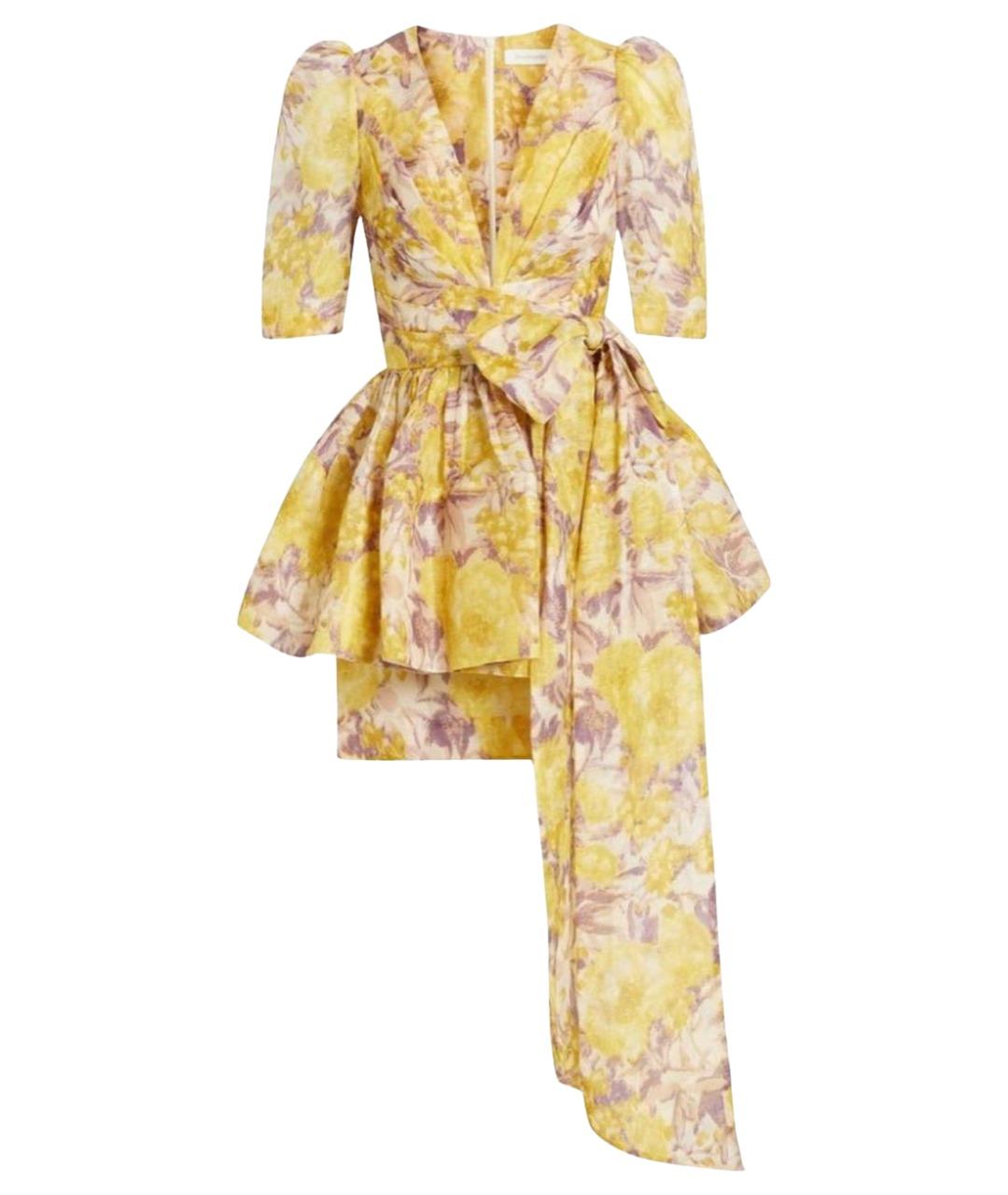 ZIMMERMANN Желтое льняное вечернее платье, фото 1