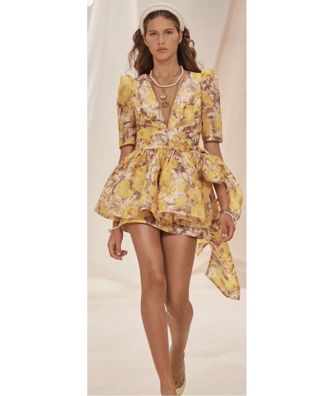 ZIMMERMANN Желтое льняное вечернее платье, фото 4